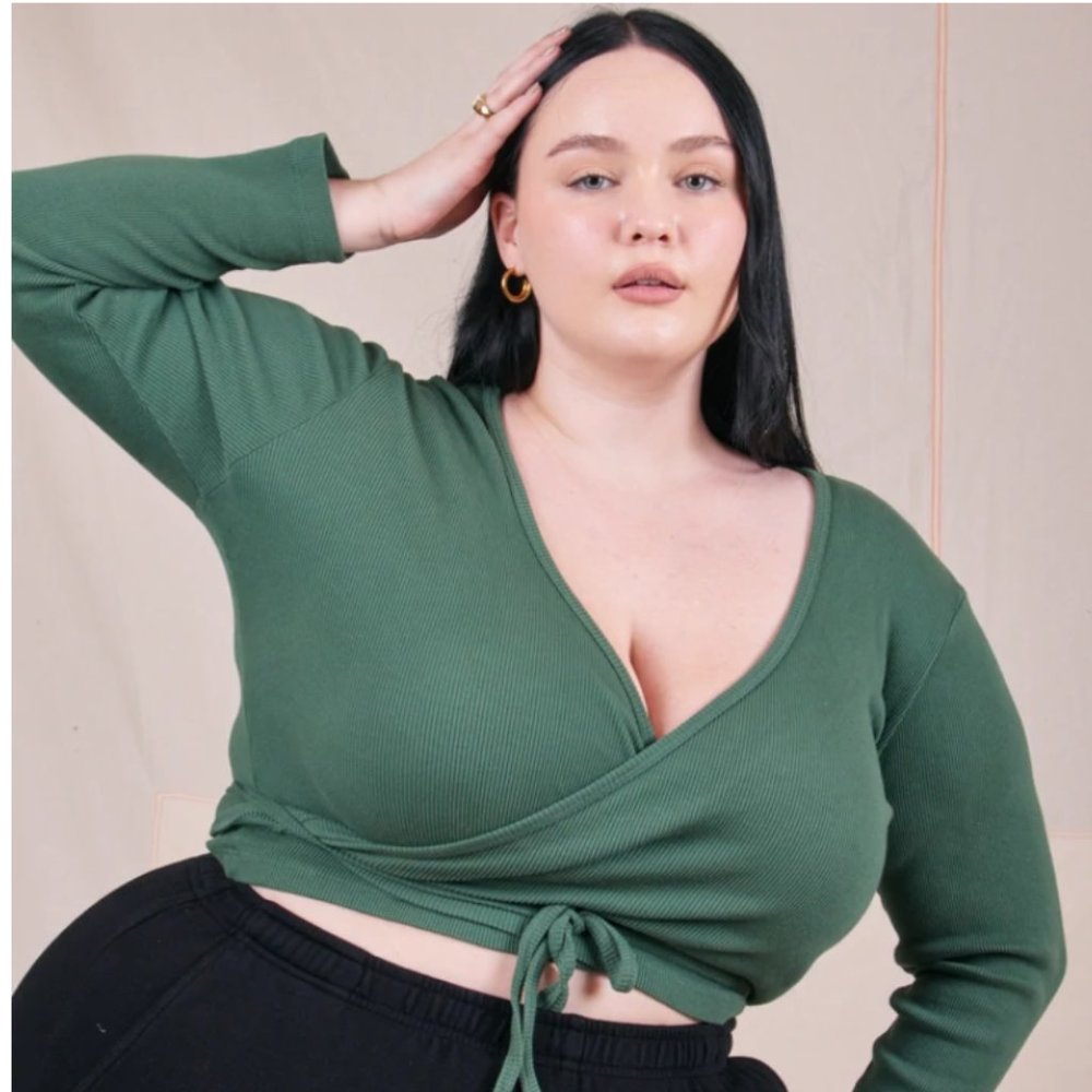BIG BUD PRESS Dark Emerald Green Wrap Top